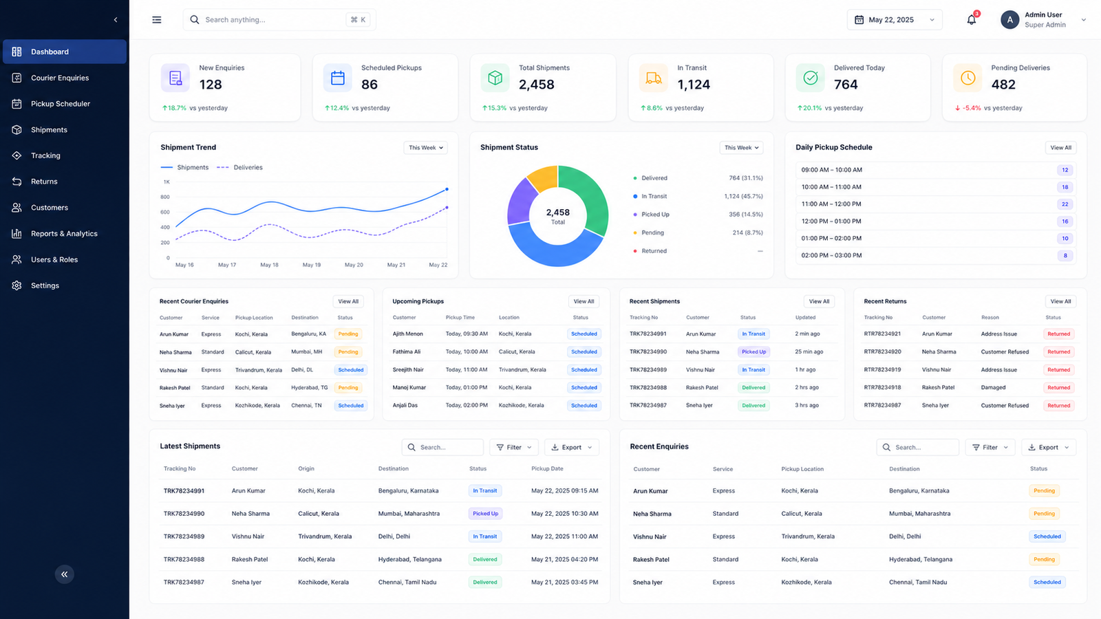 Courier Service Management System Screenshot