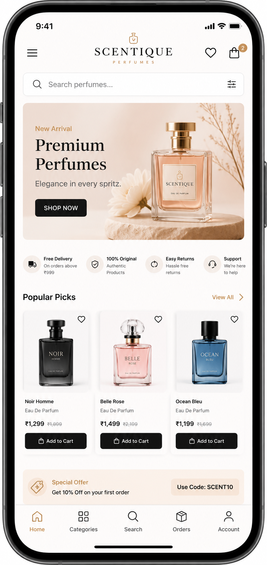 Custom Mobile Storefront Design Mockup